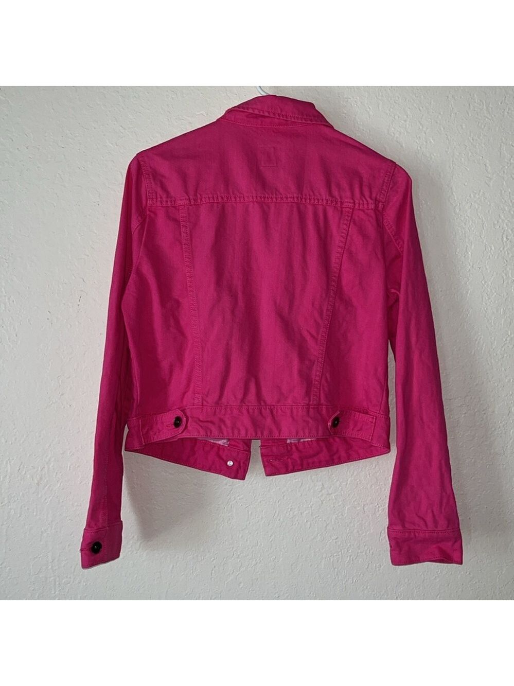 Vintage Women's Hot Pink Cropped Denim Jacket • Jean Jacket • 90s teachercore - Picture 4 of 4